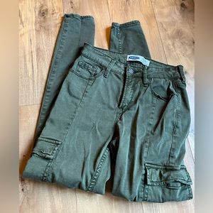 Old Navy, Rockstar Super Skinny, high rise, army green, women’s size 0, cargo